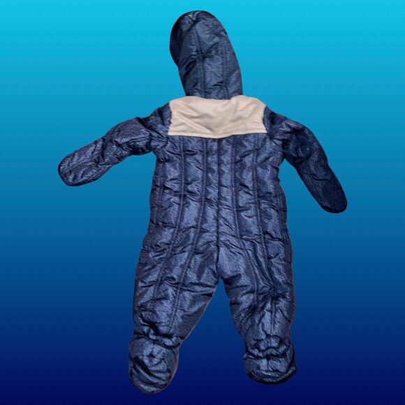 First impressions Blue Baby Sherpa Lined Hooded Snowsuit 12 Months - Picture 3 of 5